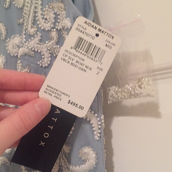 Light blue beaded full-length dress - Picture 5 of 7